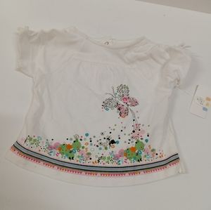 NEW Absorba Cotton Infant Butterfly Print Top Size 6-9 months